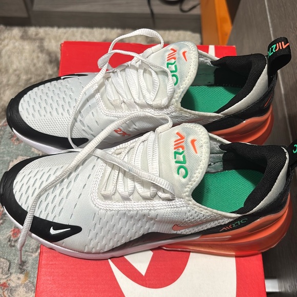Nike Kids Black, White & Orange Air270 Sneakers - Picture 2 of 9